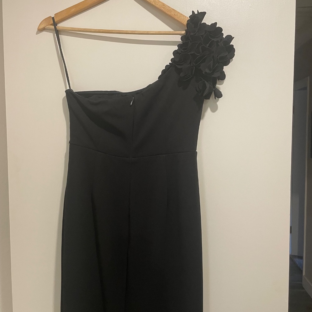 Beyond Elegant Black 3D Floral One-Shoulder Maxi Dress Size M - Picture 9 of 14